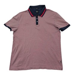 Hugo Boss Red Geometric Slim Fit Cotton Polo Shirt XL Germany