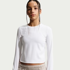 Nike MAVN Girls’ Dri-FIT Ribbed Long-Sleeve Top (White/White/White) Size X-Small