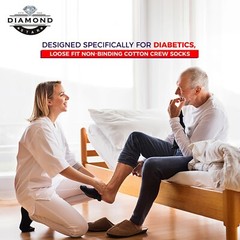 6Pairs Beige Diabetic Cotton Crew Socks Health Circulatory Size9-11 10-13 13-15