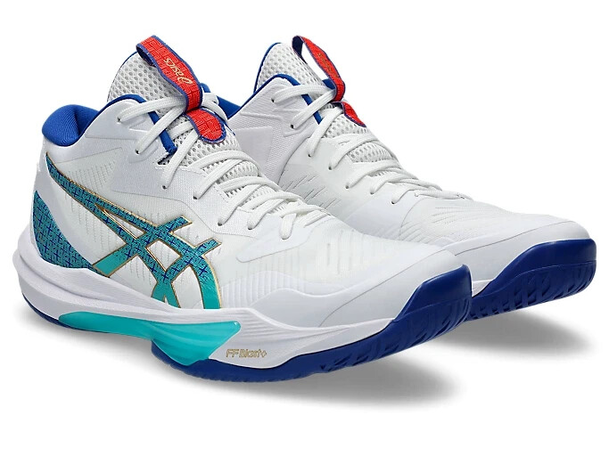 ASICS SKY ELITE FF MT 3 1051A094 960 White Asics Blue Volleyball Shoes