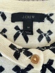 J.CREW Women’s Ivory/Black Bow Print Button Front Cardigan Sweater M