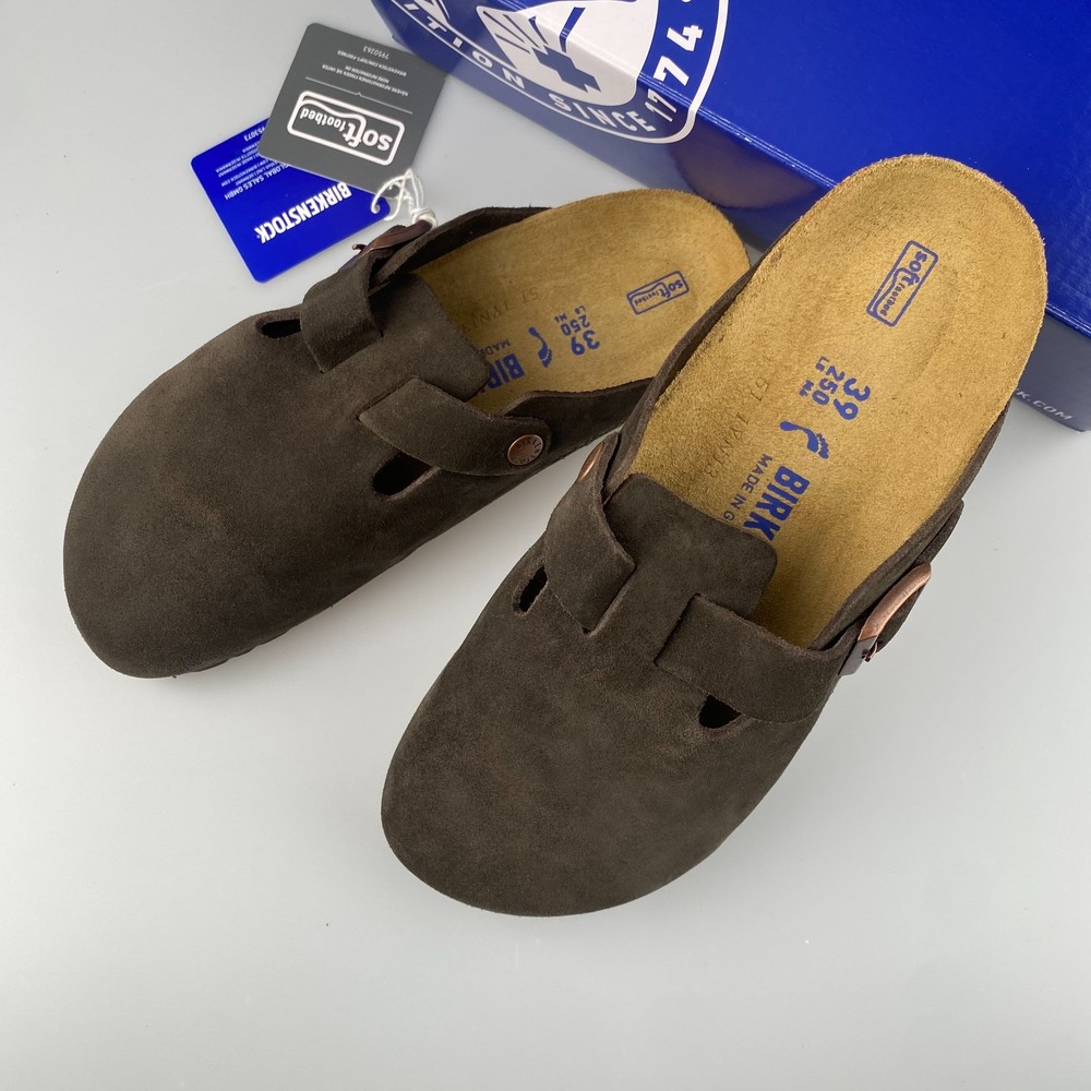 Birkenstock Boston Soft Footbed Clog Mocha Suede Unisex Comfort Slip-On Sandals