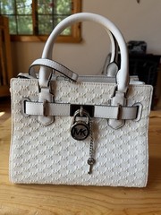 Michael Kors Hamilton Small Satchel Optic White Detachable Strap Snap Closure