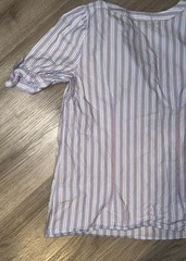 Talbots Women’s Size S Short Tie Sleeve Top Vertical Stripe 100% Cotton Blouse