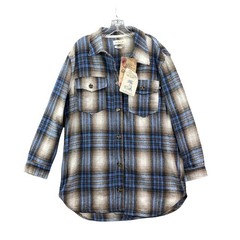 Purnell Flannel Shirt Mens Large Blue Brown Plaid Workwear Surf Skate Academia