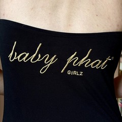 Y2K Baby Phat Black Mini Halter Dress Gold-tone Hardware Detail Logo Embroidery