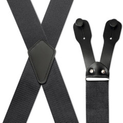 Men’s Suspenders – Wide Industrial Non-Stretch, X with Leather Ears, USA Made