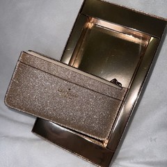 Kate Spade New York Glitter Slim Gold Glitter Cardholder Case Wallet Gold In Box