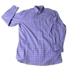 Daniel Cremieux Classic Fit Blue Check Long Sleeve Button-Down Cotton M 34/35