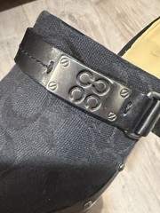 Coach Black Signature Logo Canvas & Leather Mule Slip-On Studded Buckle US 8B