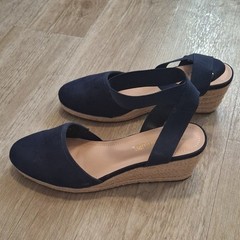 Dream Pairs Navy Blue Espadrille Wedge Sandals Ankle Strap Women’s US 9.5