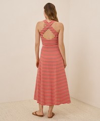 Pact Women’s Fit & Flare Open Back Maxi Dress X-Large Daytripper Stripe