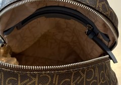 Calvin Klein Garnet Signature Monogram Brown + Blue Backpack