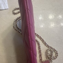 Tory Burch Alexa Phone Crossbody Bag Fuchsia Pink Leather Quilted Chain Strap