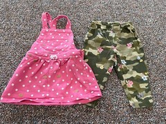 Carter’s Girls Pink Butterfly Camo Overall Dress Outfit 6M