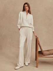 Varley The Wide Leg Pant 30″ in Ivory Marl, Size X-Small