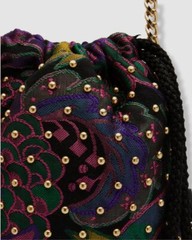 $1651 ETRO Women’s Purple Chatelaine Stud Embroidered Chain Shoulder Purse Bag