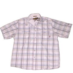 Billabong Men’s L Plaid Short Sleeve Button-Up Shirt White/Gray/Blue Pockets