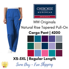 Cherokee Workwear Originals Elastic Waist Cargo Scrub Pant | 4200 REGULAR