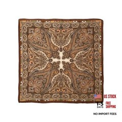 Satin Square Scarf for Women Multipurpose Hair and Neck Accessory Brown