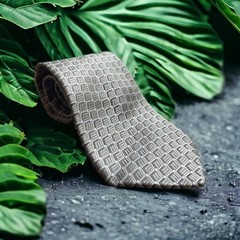 Ike Behar Gray and Silver Geometric Woven Tie Imported Silk Hand Made USA