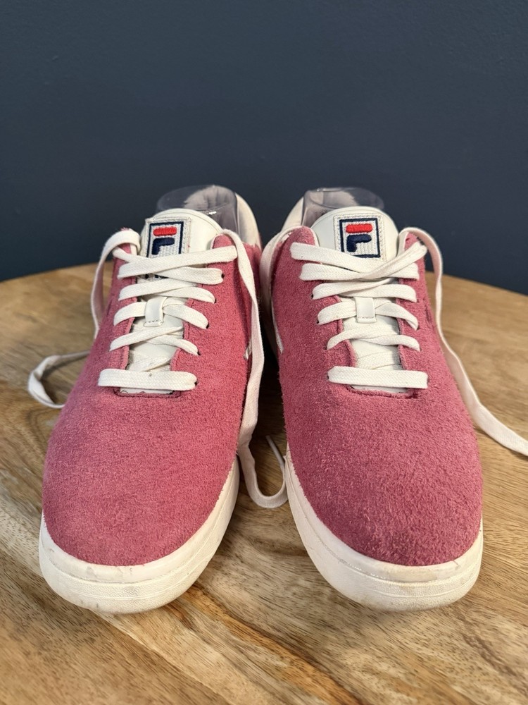 FILA Men’s Low Top Suede Lace Up Athletic Sneakers Pink/White Solid