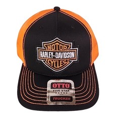 Harley Davidson Orange Custom Trucker Patch Hat Otto Cap Motorcycle