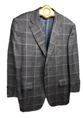 CANALI 1934 Wool/Silk Sport Coat Blazer IT 54 / US 44R Blue/Grey Plaid