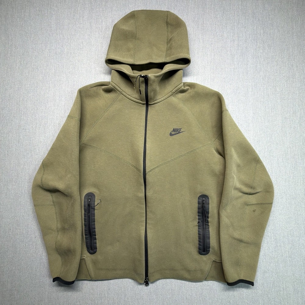 Nike Sportswear Tech Fleece Full-Zip Hoodie Olive FB7921-222 Men’s Size Large