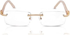Hip Hop Rimless Wood Gold Frame Retro Vintage Hip Hop Mens Clear Lens Glasses