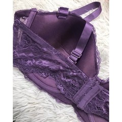PLUS SZ WOMEN’S Purple Black fuchsia by Secret Lace Full Coverage Bra 44C UW