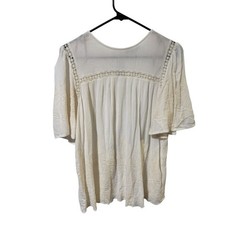 My Danielle Size Medium Ivory Embroidered Top Blouse