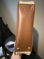 Aigner Woven Tote Bag Beige/Brown Magnetic Closure Coin Purse Gold Hardware