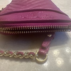 Tory Burch Alexa Phone Crossbody Bag Fuchsia Pink Leather Quilted Chain Strap