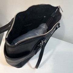 Michael Kors Black Logo Tote Zip Closure Silver Hardware MK Charm Pockets