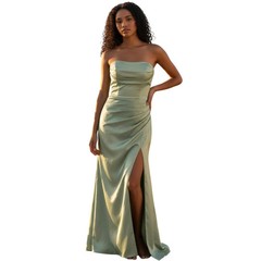 Sassy Strapless Evening Gown with Slit