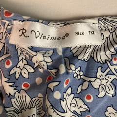 R Vivimos Midi Dress 2XL Blue Floral Tassels Cottage Milkmaid Boho Peasant