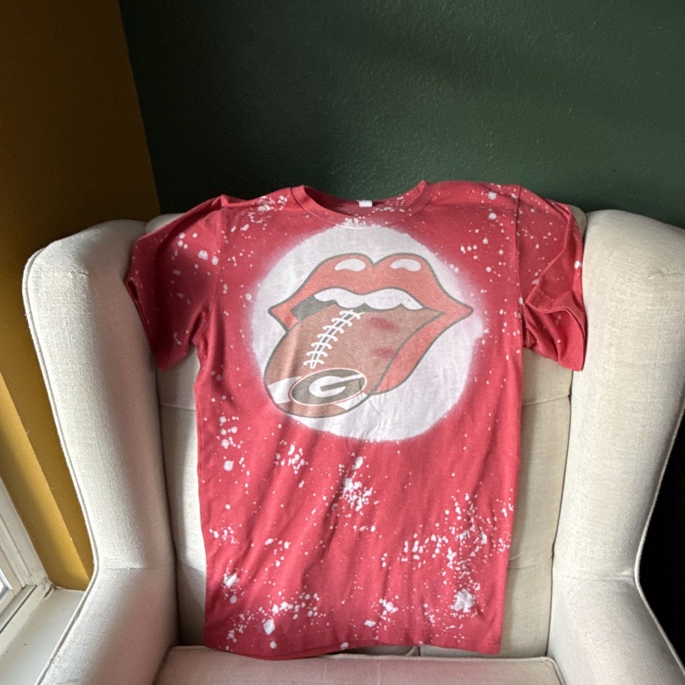 Georgia Bulldogs NCAA Graphic Crew Neck Cotton Knit T-Shirt Red Men M