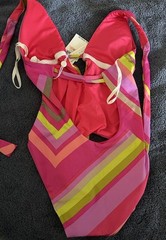 Trina Turk Majllet Plunge One-Piece Women Sz 2 Muti Color Pink Striped Swimsuit