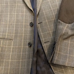 Ralph Lauren Blazer Men 38S Elbow Patch Silk Wool Cashmere Windowpane Sport Coat