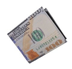 Men’s US 100 Dollar Bill Leather Bifold Card Photo Holder Wallet Handbag Purse