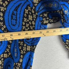 TOP NOTCH WOMEN’S VINTAGE PULLOVER SWEATER BLUE, BLACK & GOLD PAISLEY DESIGN XL