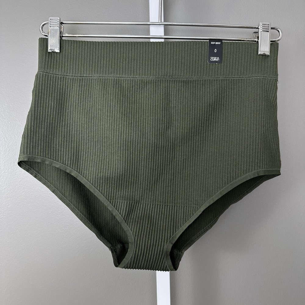 Torrid Curve Sexy Brief Panties Army Green Plus Size 0 Nylon Spandex New Panty