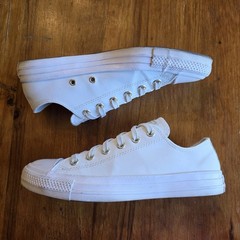 Converse Chuck Taylor All Star Low Ox White Leather Sneaker Shoes Womens Size 9