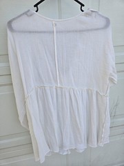 Billabong Women’s White Gauze Tunic Blouse V-Neck 3/4 Sleeve Tassel One Size
