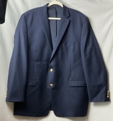Lauren Ralph Lauren Navy 100% Wool Blazer Men’s 50L Gold Buttons Inner Pockets