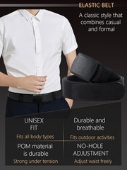 Men’s Adjustable Tactical Belt, TSA Approved Metal-Free Elastic Stretch Belt