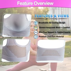 Seamless Support Wireless Comfort Bra Breathable Mesh Stretch Sports Freedom Bra