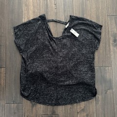 Express Black Heathered Active Open Back Ruched Top S NWT