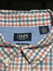 Chaps Easy Care Blue/Red/White Check Short Sleeve Button-Down Shirt Men’s XL